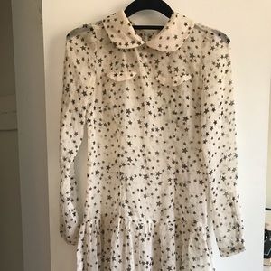 Family Affairs Star Print Drop Waist Sheer Dress